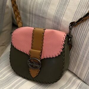Coach crossbody or shoulder bag. Green and pink